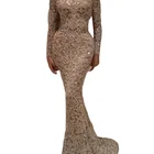 Dress Evening Gown Spring 2021 Bronzing Long Sleeves Slim Body Sexy Long Dress Evening Gown