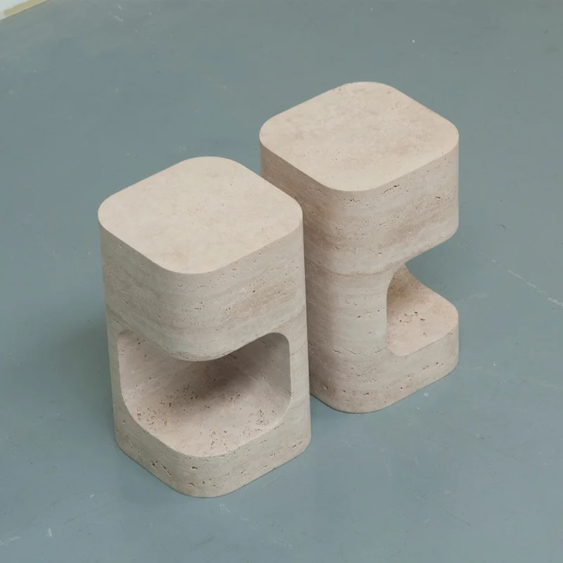 product hotel villa storage column display stand nordic model house natural cave stone side table designer travertine-1