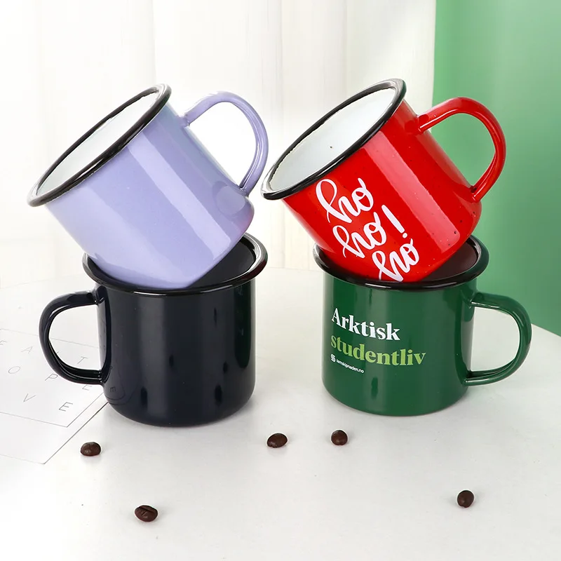 Custom Printing Enamel Camping Mug 350ML Enamel Coffee Mugs