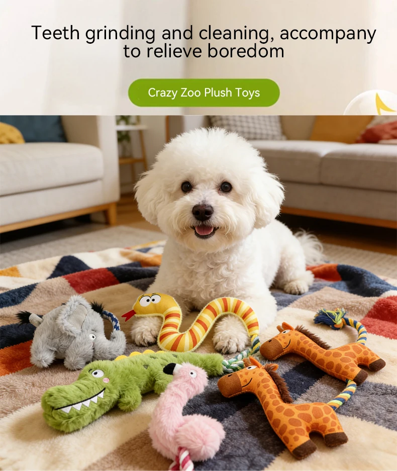 New Cute Small Animal Shape Plush Pet Toy With Squeaker Bite Resistant Chew Toy for Dogs Interactive Pet Supplies supplier