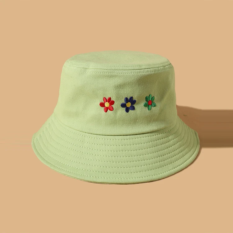 green flower bucket hat