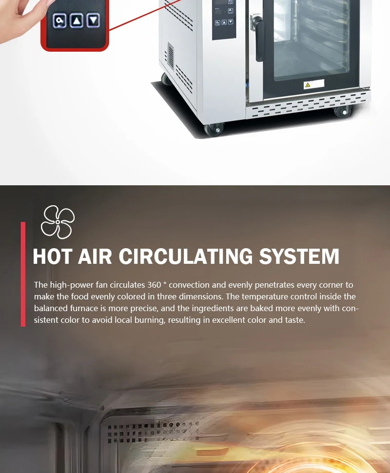 Commercial CE Kitchen Equipment Gas Type Convection Oven with Steamer Function 5 Trays Gas Commercial Convection Oven