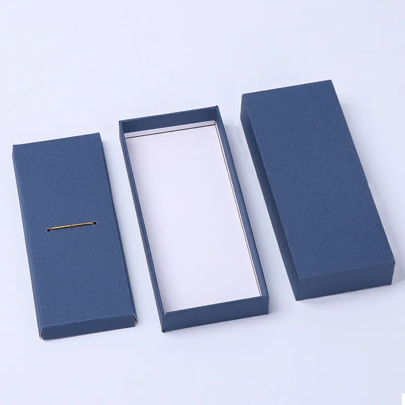 blue cardboard paper gift box with lid bookmark packaging can be
