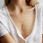 Silver BUREI Personalized Thin Bar Pendant Stainless Steel Jewelry Women's Gold Silver Pendant Necklace