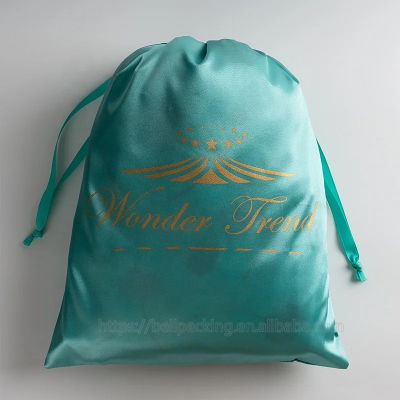 Custom Logo Printed Satin Towel Bag Drawstring Towel Gift Packaging Bag