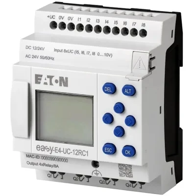 EasyE4 CPU 8DI(4AI)4RO Power Source 12/24V DC or 24V AC With Display ScreenKeyboard Ethernet Interface EASY-E4-UC-12RC1