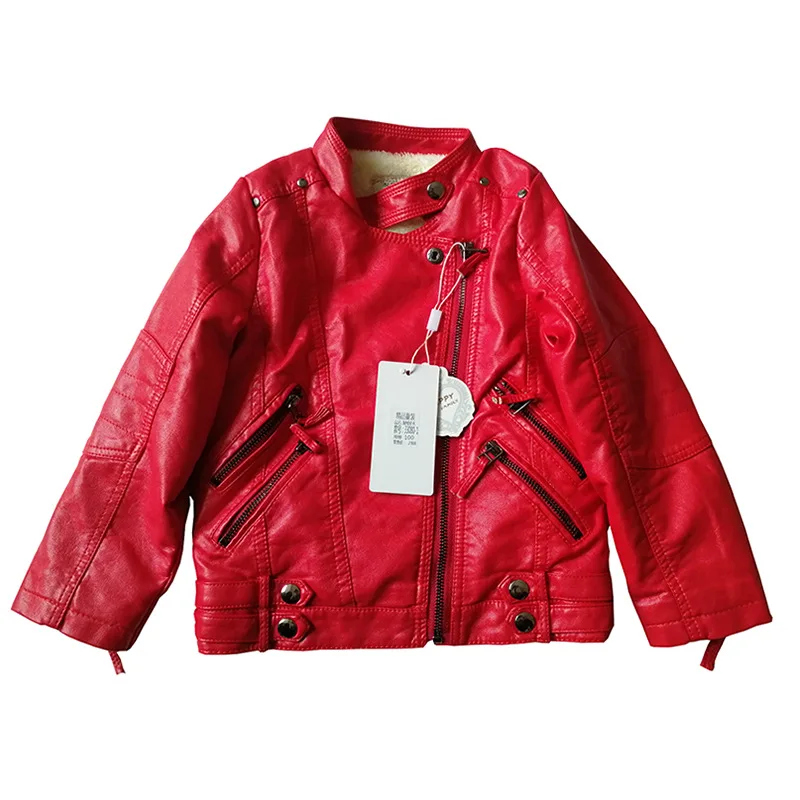 Girls' leather spring and autumn new children's foreign coat children's leather clothing network red hot_2