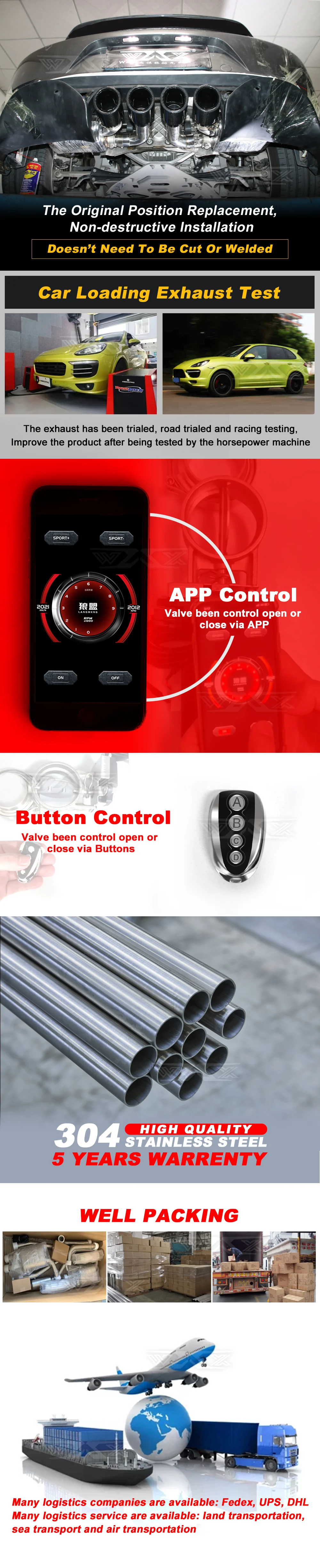 Stainless steel cat-back exhaust system for 981 2012-2015 car accessories exhaust modified for cayman boxster 981 2012-2015