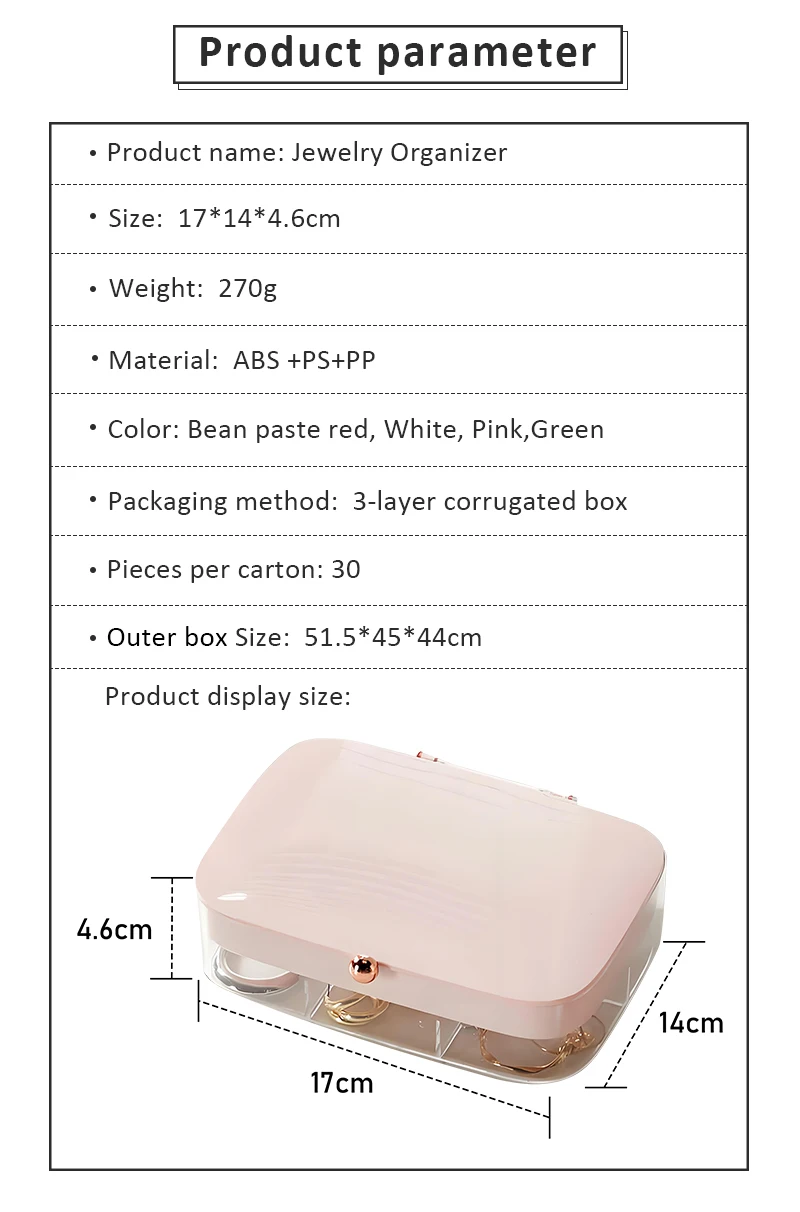 product 2024 double layer transparent desktop ring necklace abs 30 boxes of pearl jewelry storage-4