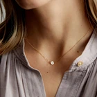 Gold Trendy Initial Letter Mini Coin Chokers Gold Stainless Steel Necklace For Women