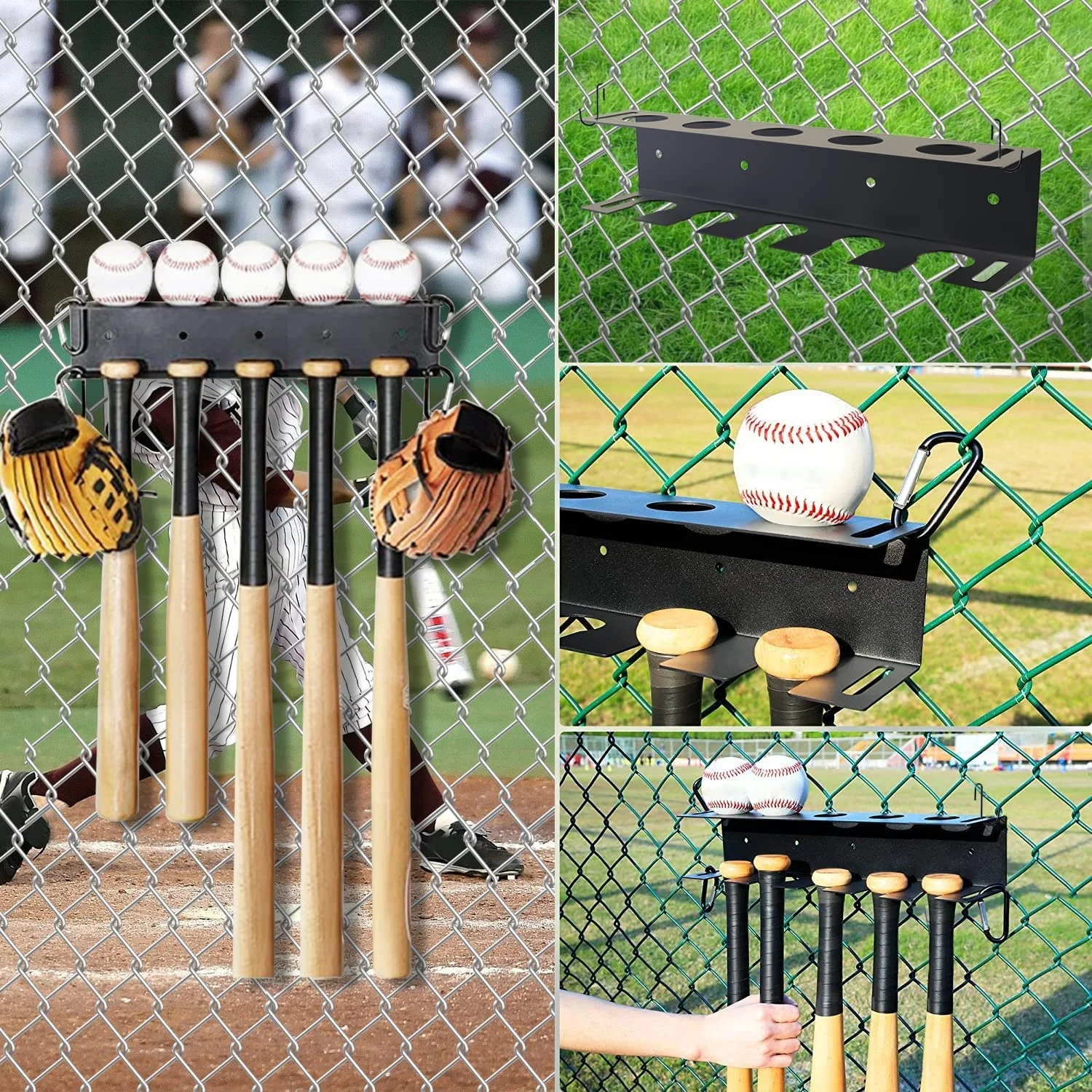 Baseball Bat Rack Display For Storage Holder Hanging Organizer Wall