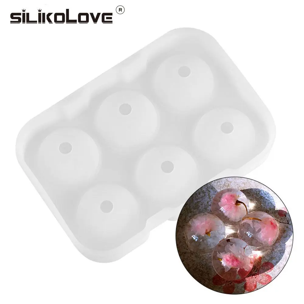 Stackable Durable Silicone Square Ice Molds Sphere Whiskey Round Ball Flexible  Ice Cube Tray with Lid