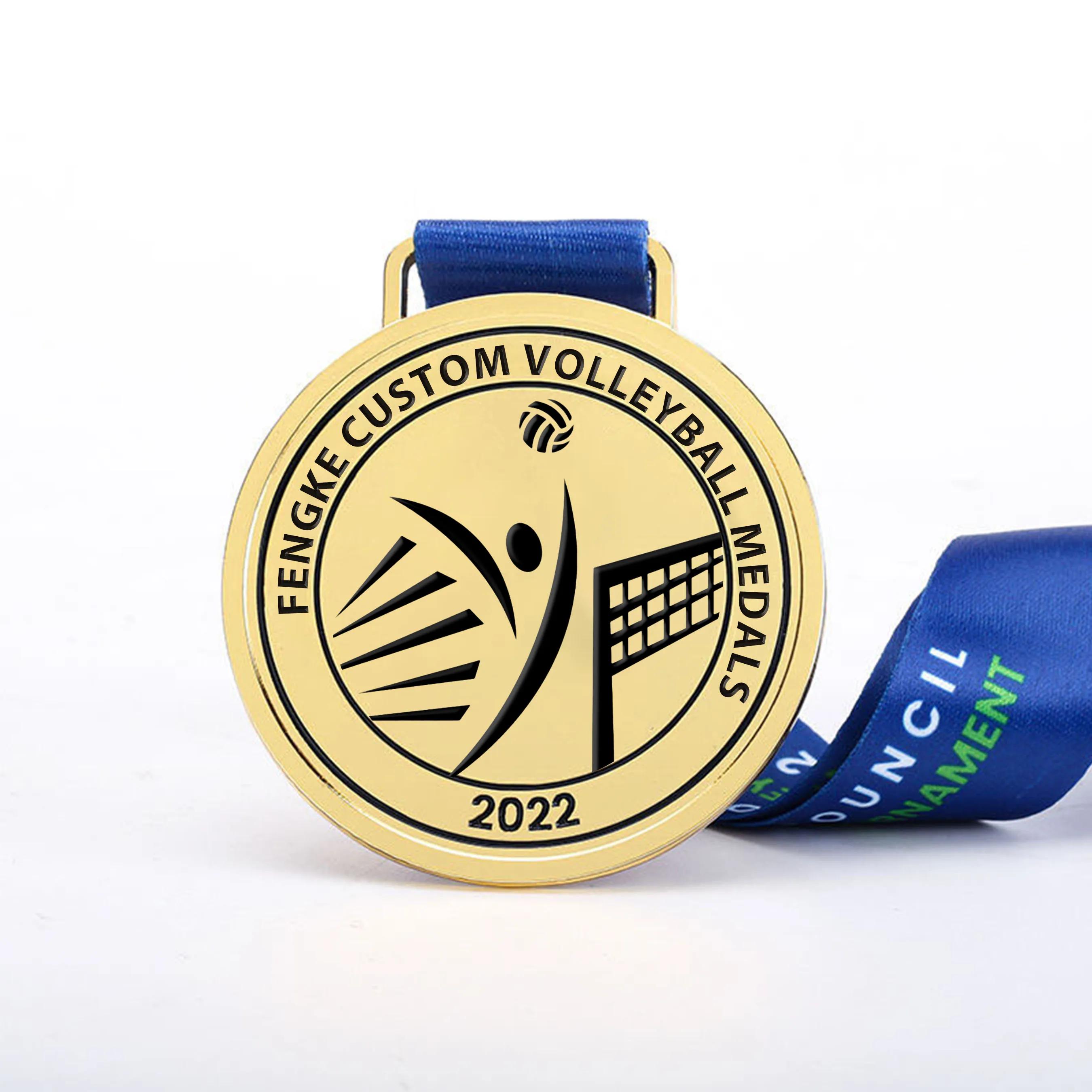 Factory Custom Gold Sport Medals Custom Award Cheap Football Volleyball Medal With Ribbon supplier