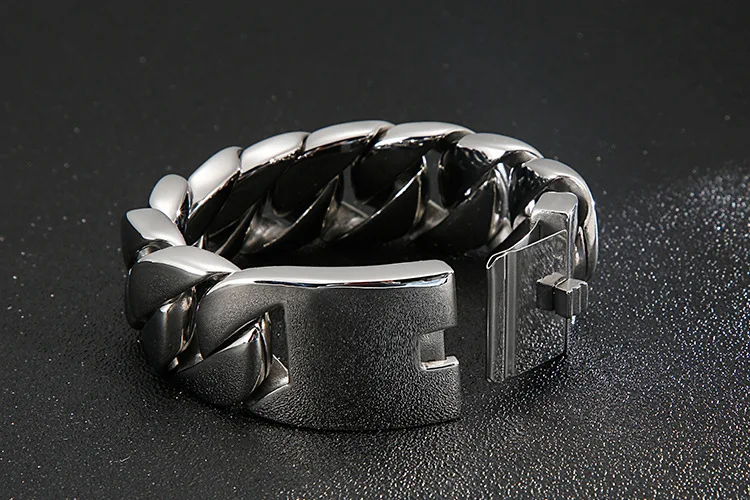 Carline New Bracelet Men Waterproof Fine Cuban Rough Silver Polishing