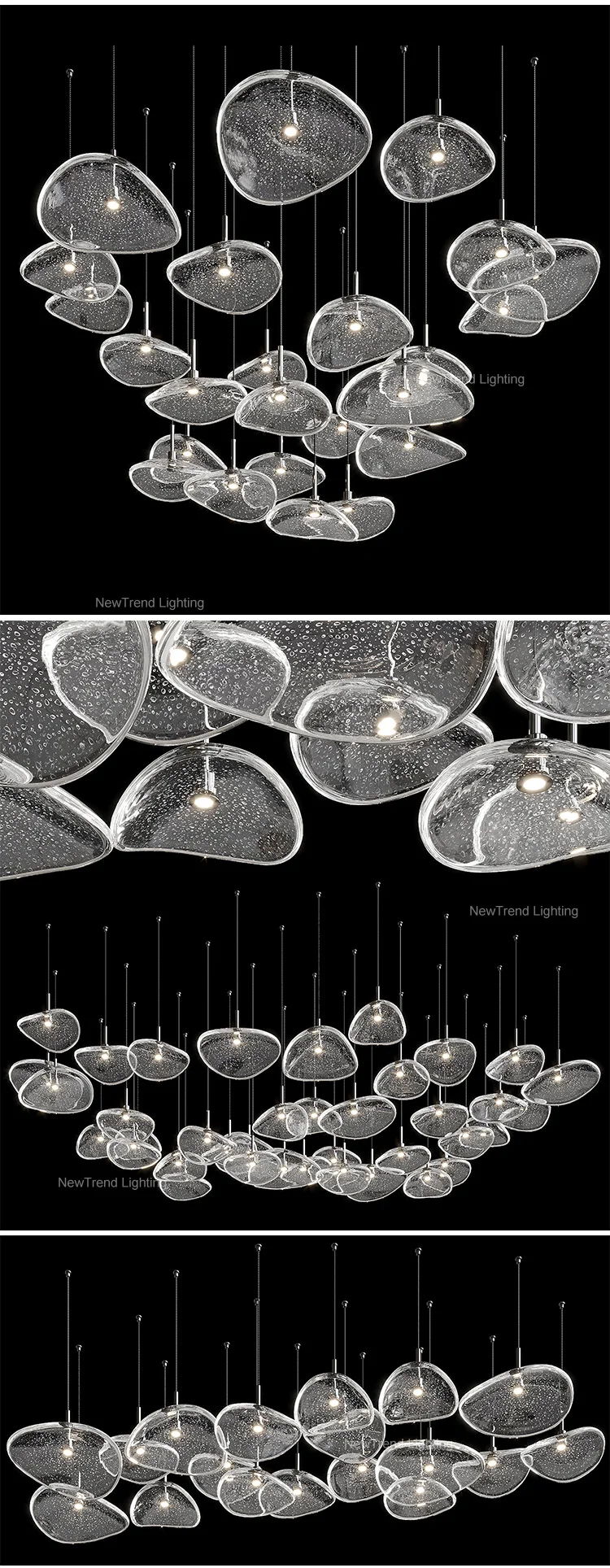 CPL-244 Professional Bespoke Fixtures Supplier Indoor Decoration Villa Staircase Hotel Lobby Hall Custom Glass LED Chandelier factory