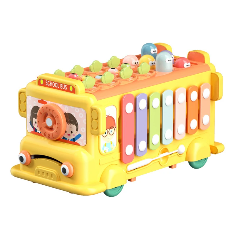 Multifunctional baby enlightenment plastic toy musical buses games for babies montessori