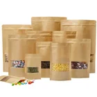Ziplock Paper Bag Stand Up Ziplock Bag Brown Kraft Paper Zip Lock Bags For Snack