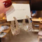 Earrings 2021 New Trendy Retro Oversized Baroque Rhinestone Earrings Women Exaggerated Gold Hoop Earrings