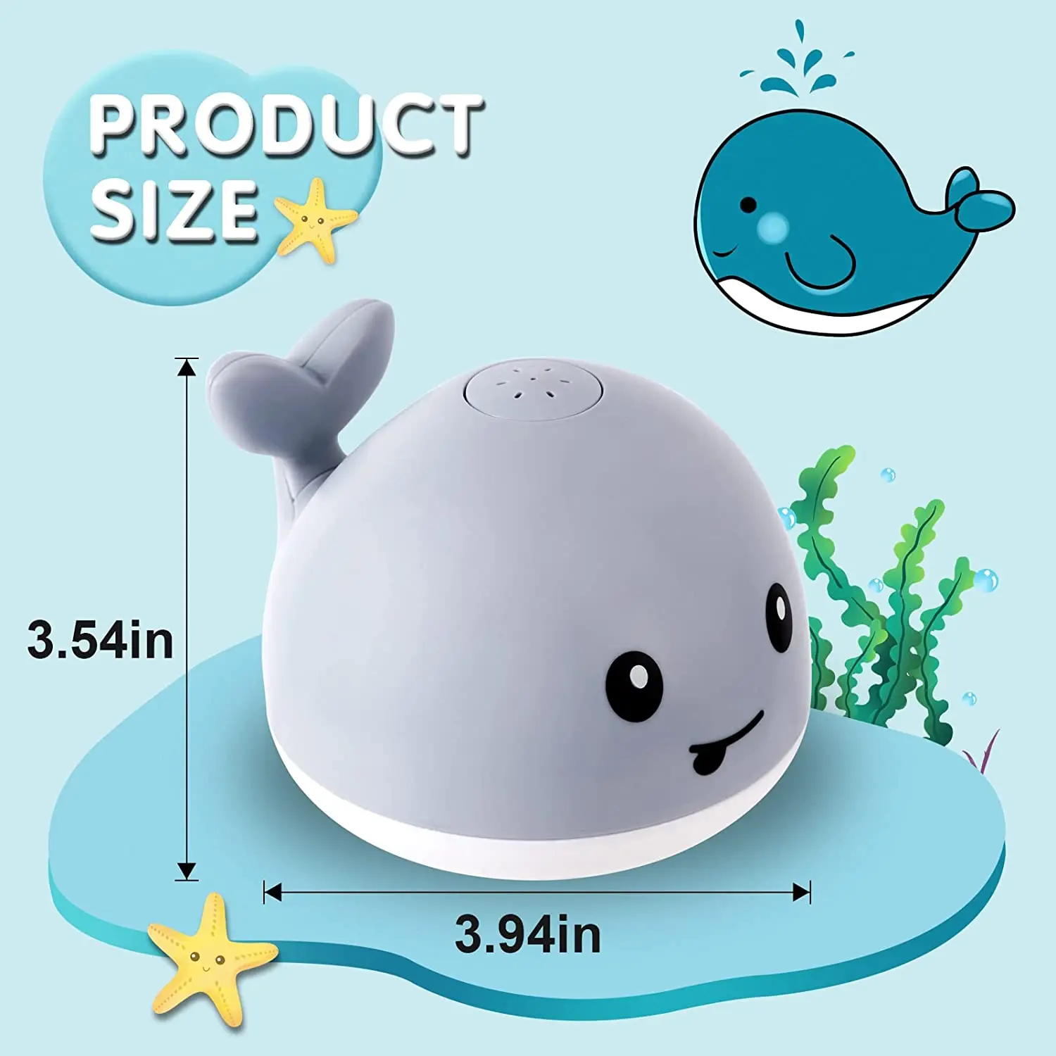2023 Upgraded Usb Baby Bath Toys Light Up Whale Spray Water Bathtub
