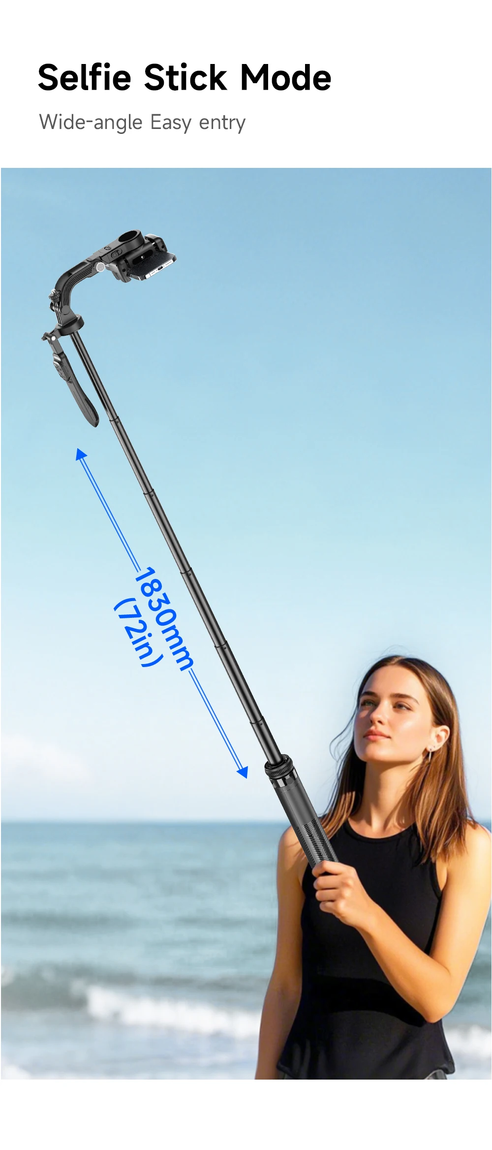 C16 Intelligent AI Face Tracking 360 Rotating Single Axis Gimbal Stabilizer Aluminum Alloy Rod Quadrupod Selfie Stick Light 540g