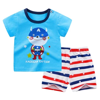 Hot sale cheap wholesale fashion summer children kids baby clothes boys and girls cotton t shirt and short pant