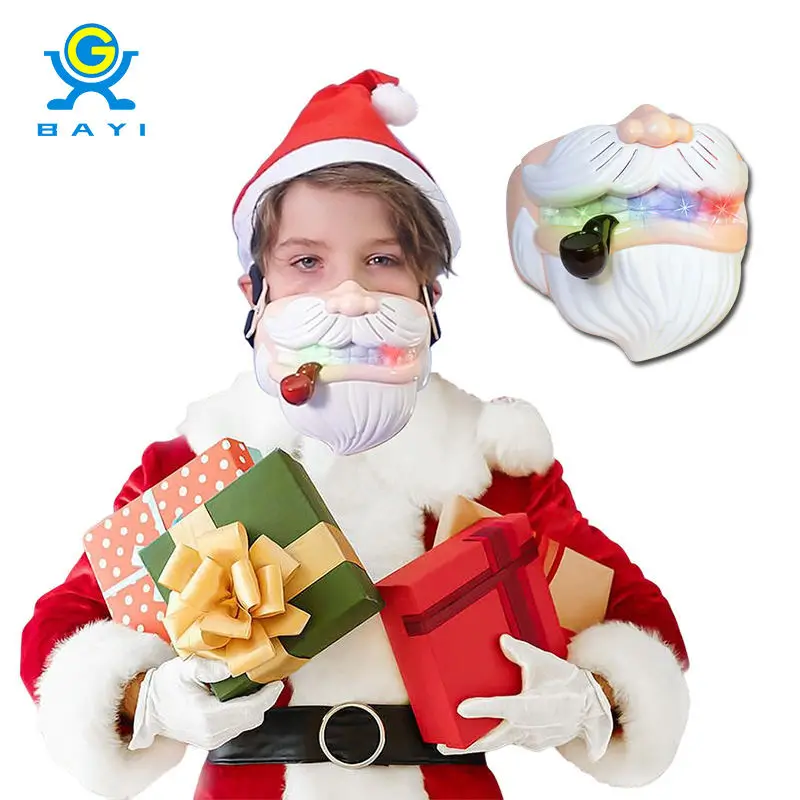 Led Light Animal Face Mask Voice changed Speaking Lion Pirate Shape Mask Santa Claus Roleplay Toys Face Shield For Kids