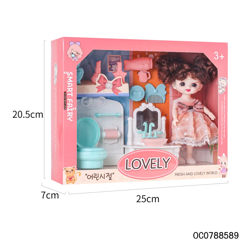 Wholesale toys 6 inch make up baby doll accessories bath for girls