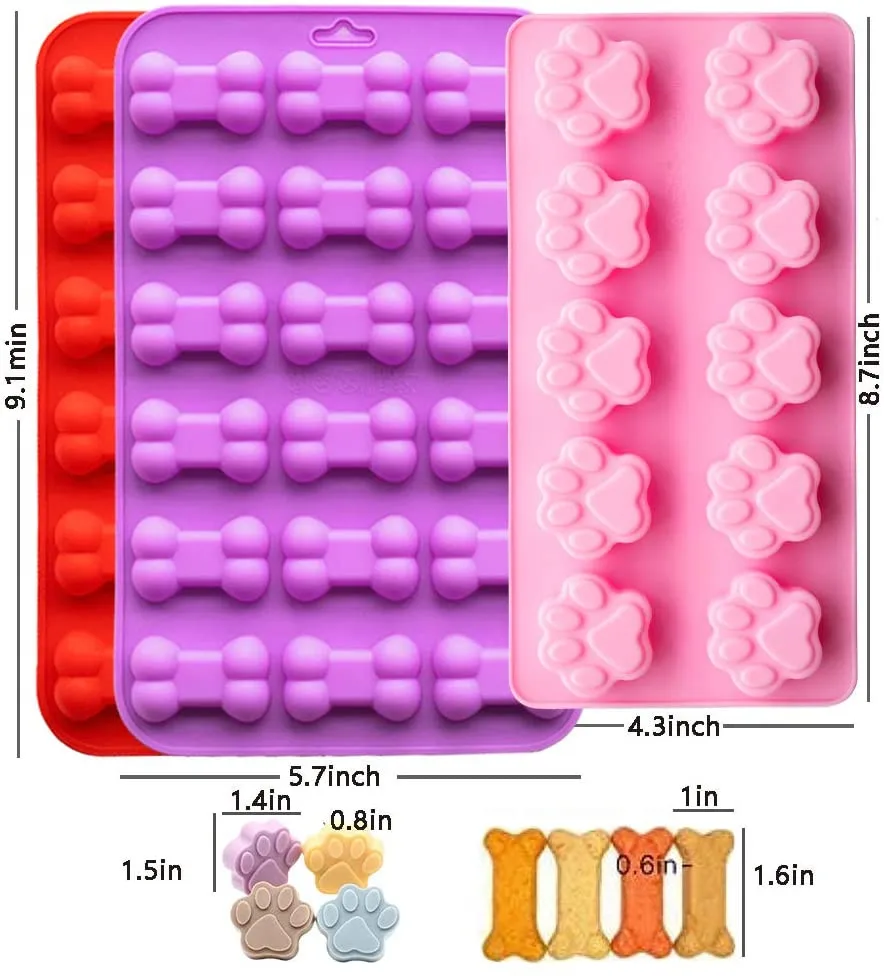Wholesale Food Grade Puppy Dog Paw And Bone Silicone Molds Premium Quality Jelly Biscuits Candy Cupcake Baking Chocolate Mold