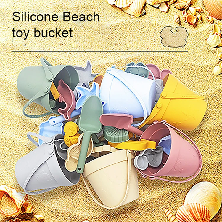 Wholesale Explosive Silicone Beach Toy Set Children Sand Shovel Toys Full Shovel Portable Beach Bucket