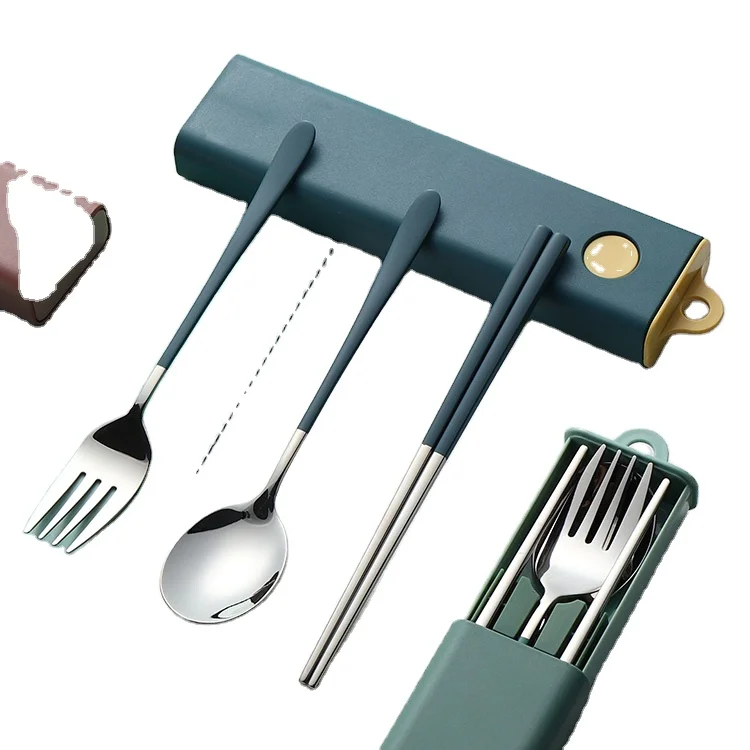 Online Top Seller Kitchen 18/10 Stainless Steel 3PCS Dinnerware Sets Nordic Chopsticks Spoon Fork Flatware Cutlery Set