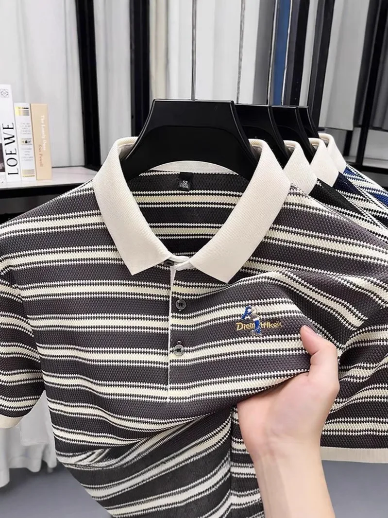 Summer New Men's Short-sleeved T-shirt Fashion Brand Hip-hop turndown Base Shirt Top for Men