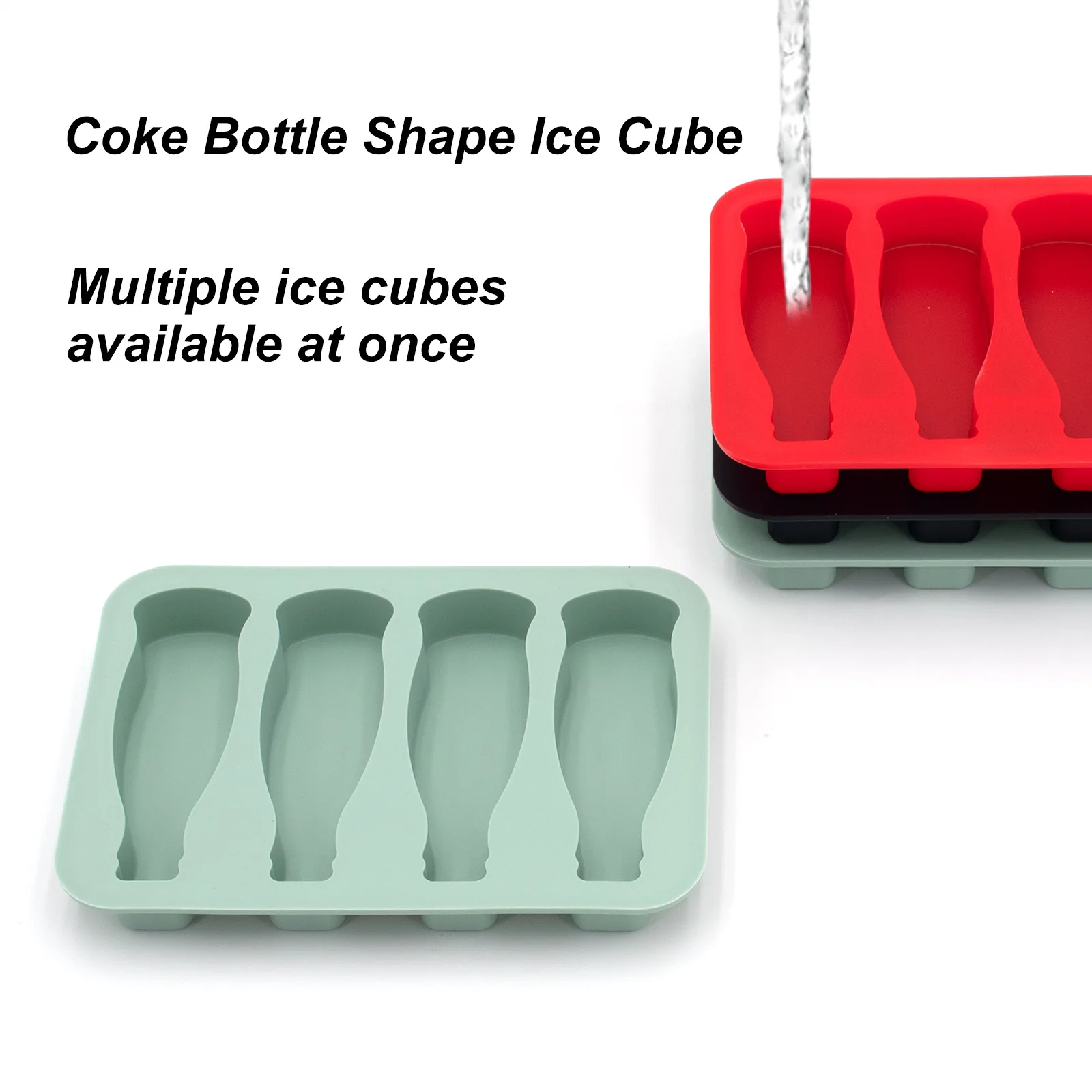 Reusable for Coke Bottle Shaped Silicone Ice Cube Mold 4 Grids DIY Ice Tray with Easy Demold Lid supplier