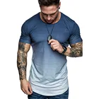 Short Shirt 2021 Summer Latest Fashion Design Gradient Color Short Sleeves Round Neck T Shirt Men Slim Fit