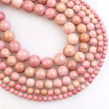 Wholesale loose gemstone round beads natural china rhodonite smooth round beads for bracelet necklace earrings