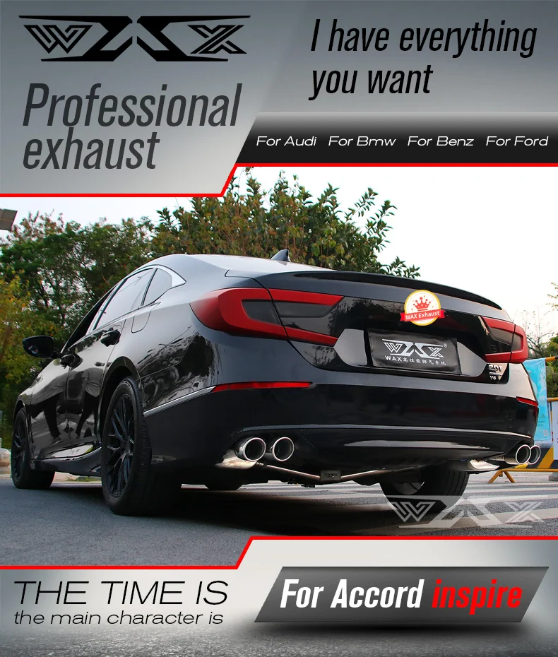 Custom Valvetronic Downpipe Catback Exhaust System For Honda Accord 2013-2021 Performance Exhaust Cat-back