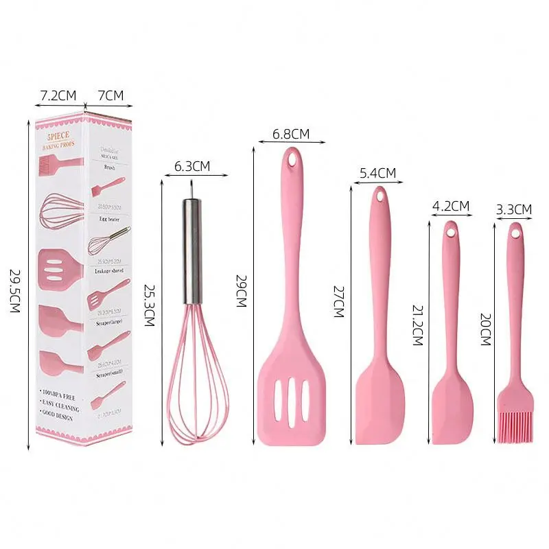 HOT selling Home and Kitchen Accessories 5Pcs Heat Resistant Food Silicone Kitchen Utensils Cooking Spatula Set