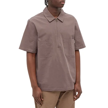 Men wholesale short sleeve zip up work shirt made of nylon