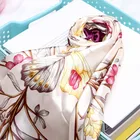 Flower Scarf 90*90 Cm Factory Custom Fashion Flower Printing Silk Scarf Square Neck Scarf For Women