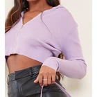 Knitted Ladies Stylish Autumn Sweater Short Cardigan Long Sleeve Zip Up Hooded Sweater For Women