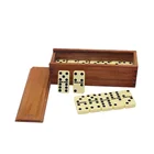 Dominos Domino Wood Dominos Set Game. Premium Classic 28 Pieces Double 6 Domino In Durable Wood Box For All