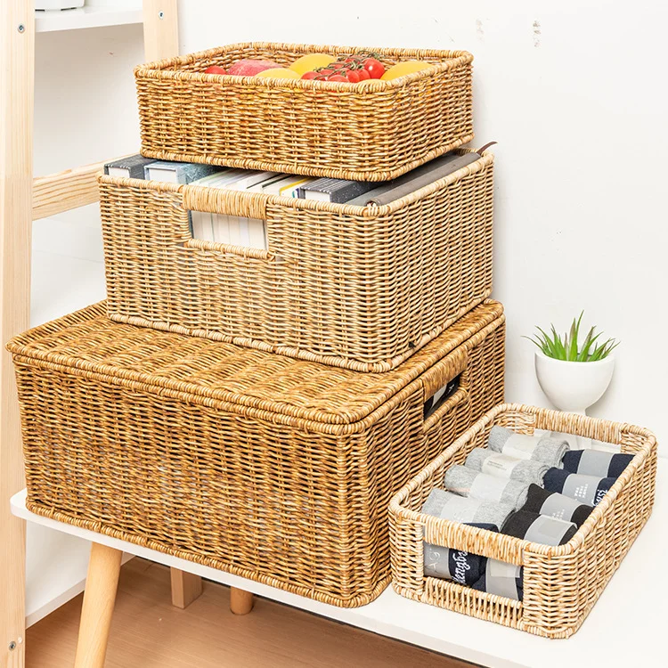 HUAYI Water Hyacinth Storage Basket Hand-Woven  Baskets wicker laundry baskets