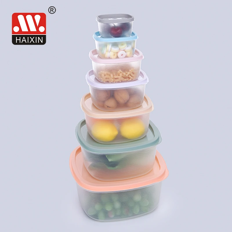 Haixing Hot Sell Colourful Plastic Portable Food Container Set with Lid 3pcs Storage Boxes 14071