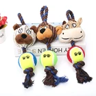 Toy Wholesale Good Sell Online Plush Dog Toy With Rope And Tennis Ball Squeaker Inside