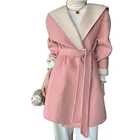 Ladies Pink Double-sided Woolen Fashion Long Sleeve Ladies Elegant Women Cashmere Coat