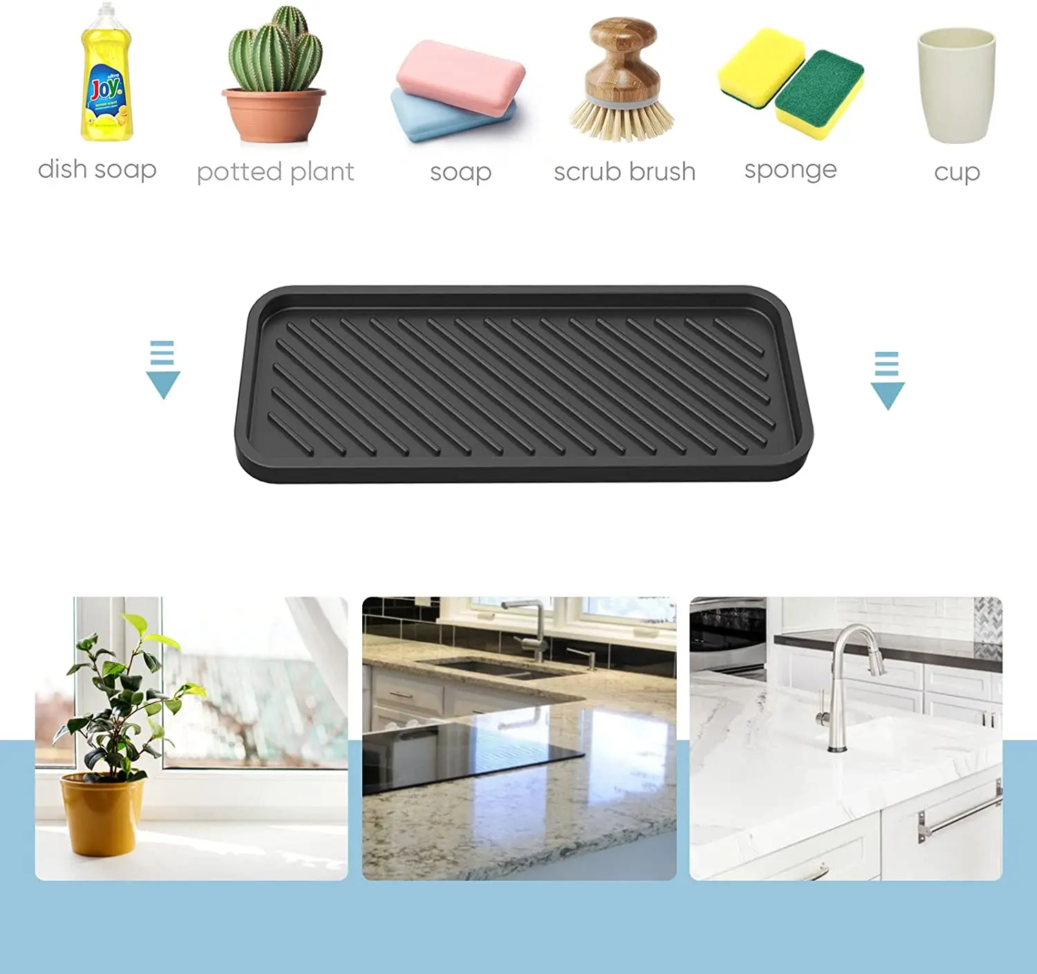 Sponge Holder for Kitchen Sink, Silicone Kitchen  Bathroom Sink Organizer for Soap Dispenser Kitchen Towel Scrubber