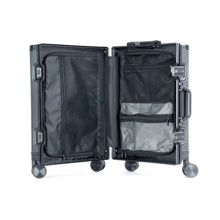 Oem Designer Luxury Aluminum Luggage Carry On Travel Trolley Suitcase