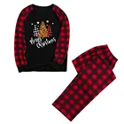 Cotton Pajamas Sets Custom Round Neck Long Sleeve Plaid Cotton Printing Christmas Family Pajamas Sets