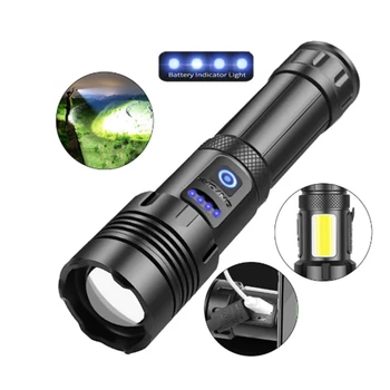 LED XHP70 COB Flashlight with 26650 Battery 5000 Lumens Waterproof Rechargeable Zoomable XHP70 Torch Flash Light with side COB