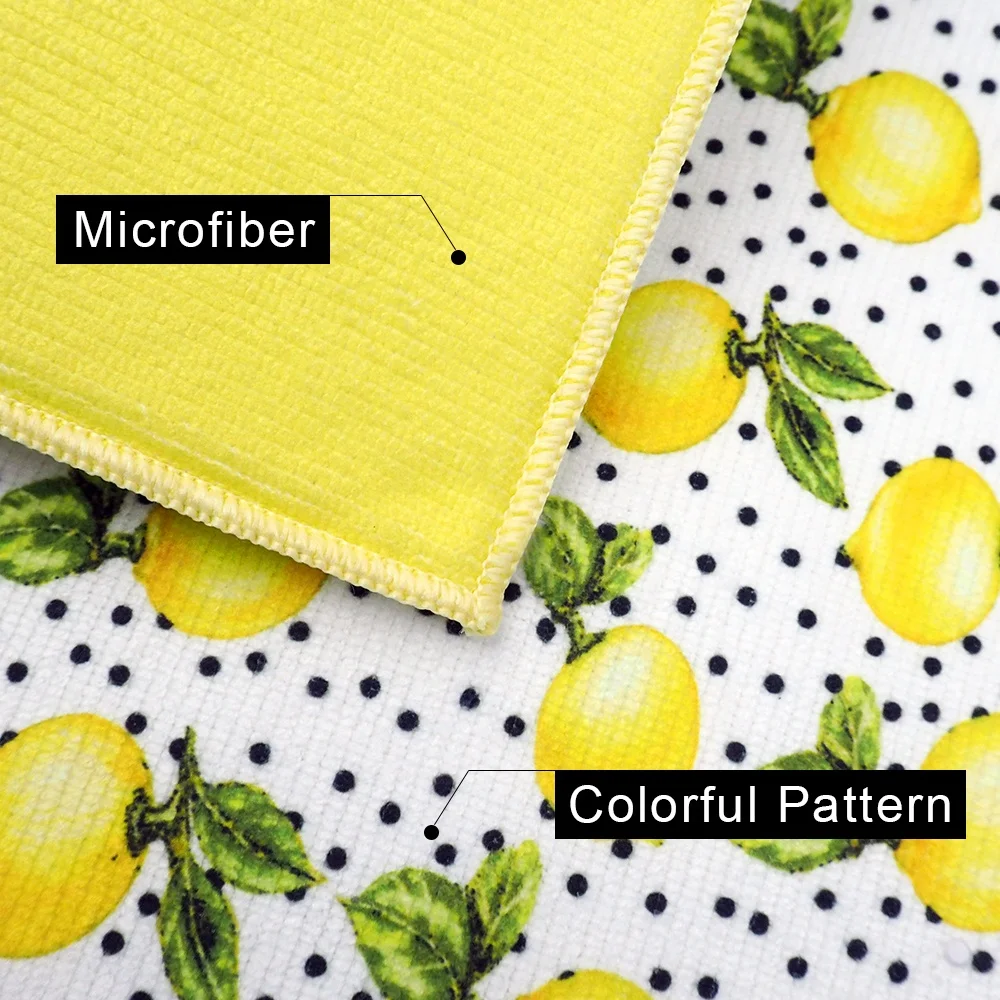 Lemon print Microfiber soft spone dish dry mats Kitchen accessories Kitchen gadgets custom logo easy clean multi-use drying mats