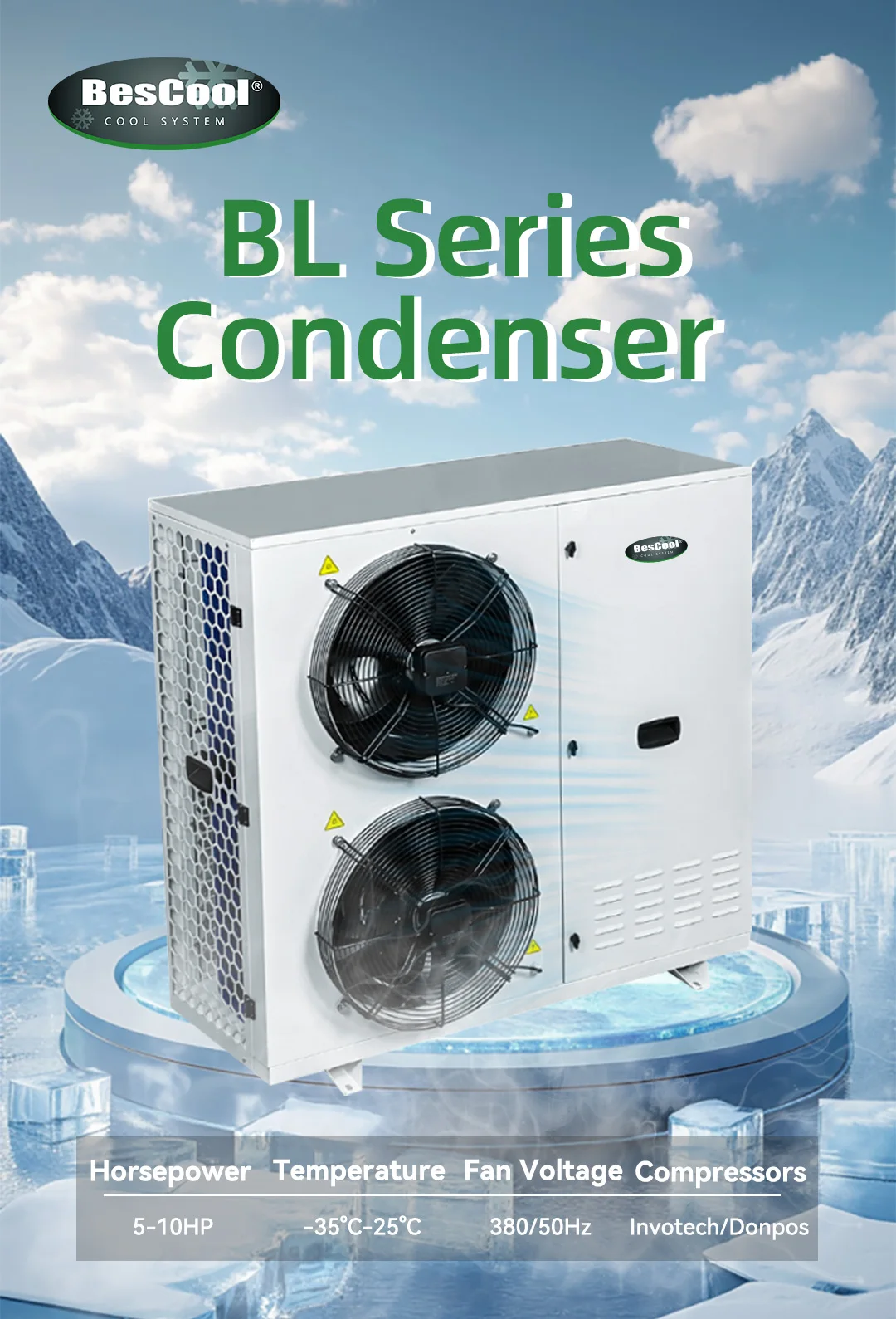Outdoor Wall-mounted Condensing Compressor, 380V, 5HP, Scroll - detail 2